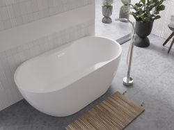Wanna wolnostojąca akrylowa 140x75 cm z syfonem i przelewem Besco Navia #WAS-140-N biały połysk
