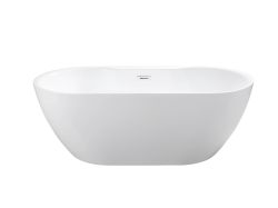 Wanna wolnostojąca akrylowa 140x75 cm z syfonem i przelewem Besco Navia #WAS-140-N biały połysk