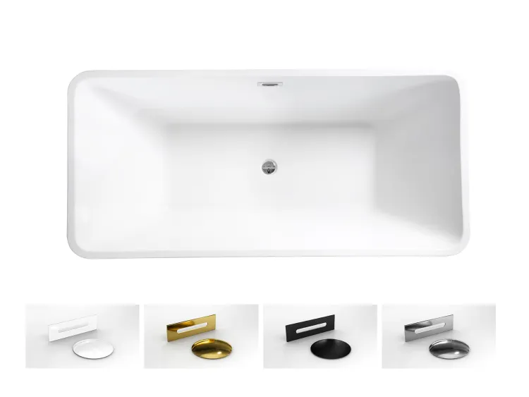 Wanna wolnostojąca akrylowa 160x80 cm Besco Evita #WAS-160-E - kolor maskownicy syfonu i przelewu do wyboru
