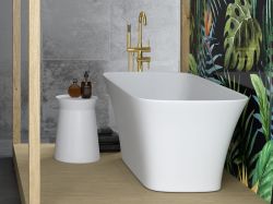 Wanna wolnostojąca akrylowa 160x70 cm z klik-klakiem Besco Assos S-Line #WMD-160-AL biały połysk