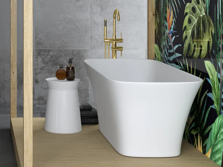 Wanna wolnostojąca akrylowa 160x70 cm z klik-klakiem Besco Assos S-Line #WMD-160-AL biały połysk