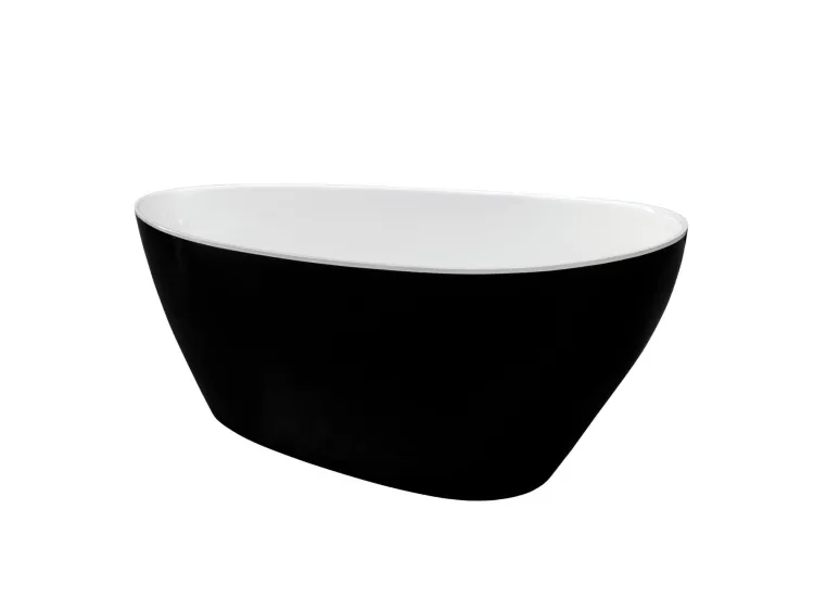 Wanna wolnostojąca akrylowa 142x62 cm z klik-klakiem chrom Besco Goya B&W #WMD-140-GBW biały/czarny