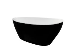 Wanna wolnostojąca akrylowa 142x62 cm z klik-klakiem chrom Besco Goya B&W #WMD-140-GBW biały/czarny