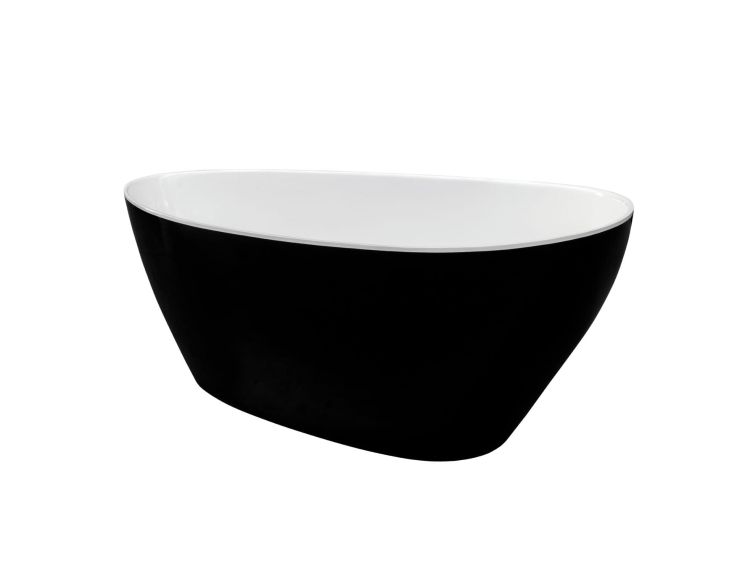 Wanna wolnostojąca akrylowa 142x62 cm z klik-klakiem chrom Besco Goya B&W #WMD-140-GBW biały/czarny