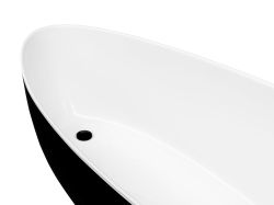 Wanna wolnostojąca akrylowa 142x62 cm z klik-klakiem czarny czyszczony od góry Besco Goya B&W #WMD-140-GWB biały/czarny