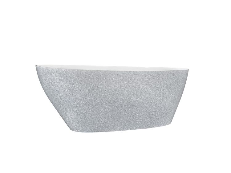 Wanna wolnostojąca 142x62 cm z klik-klakiem chrom Besco Goya Glam #WMD-140-GS srebrna