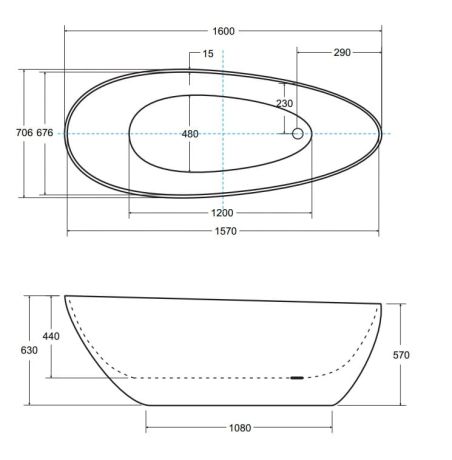 Przejdź do produktu Grafitowa wanna wolnostojąca 160x70 cm z klik-klakiem chrom Besco Goya Glam #WMD-160-GG