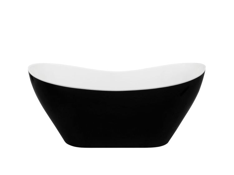 Wanna wolnostojąca 160x70 cm z klik-klakiem chrom Besco Viya B&W #WMD-160-VBW biały/czarny