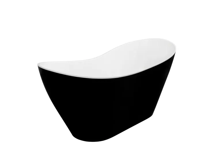 Wanna wolnostojąca 160x70 cm z klik-klakiem czyszczonym od góry chrom Besco Viya B&W #WMD-160-VWC biały/czarny