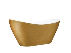 Złota wanna wolnostojąca 160x70 cm z klik-klakiem chrom Besco Viya Glam #WMD-160-VZ
