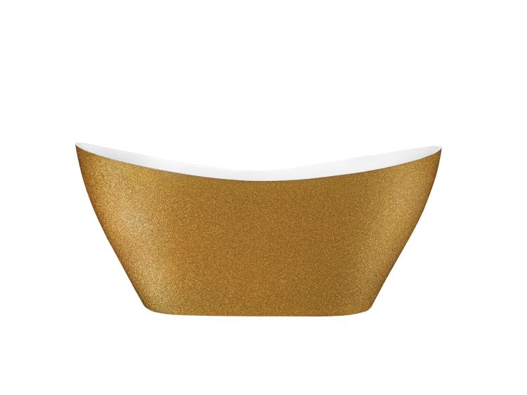 Złota wanna wolnostojąca 160x70 cm z klik-klakiem chrom Besco Viya Glam #WMD-160-VZ