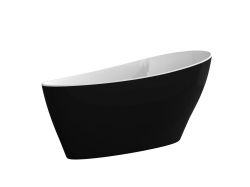 Czarno-biała wanna wolnostojąca 165x70 cm z klik-klakiem chrom Besco Keya B&W #WMD-165-KBW biały
