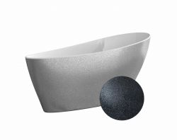 Grafitowa wanna wolnostojąca 165x70 cm z klik-klakiem chrom Besco Keya Glam #WMD-165-KGR