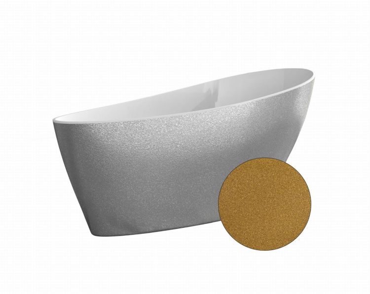 Złota wanna wolnostojąca 165x70 cm z klik-klakiem chrom Besco Keya Glam #WMD-165-KZ