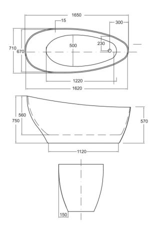 Przejdź do produktu Grafitowa wanna wolnostojąca 165x70 cm z klik-klakiem chrom Besco Keya Glam #WMD-165-KG