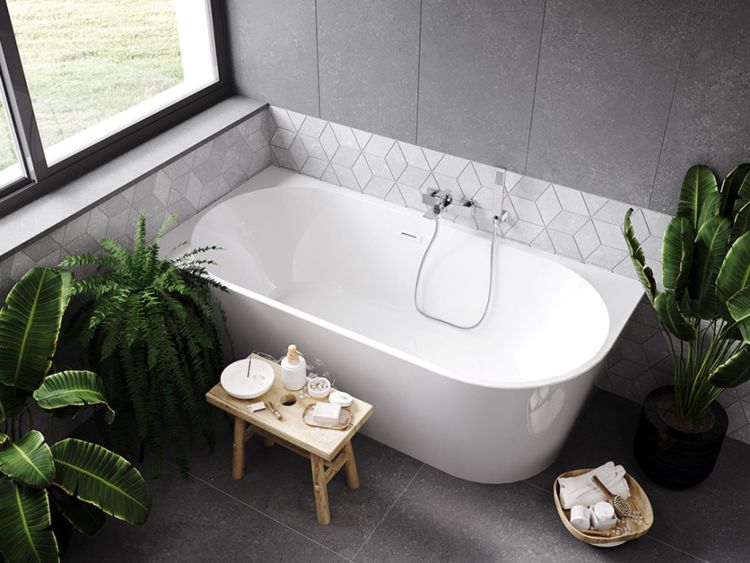 Złota wanna wolnostojąca narożna 150x75 cm Besco Zoya lewa #WAS-150-ZLZL