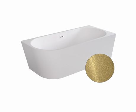 Przejdź do produktu Złota wanna wolnostojąca narożna 170x80 cm z białą maskownicą syfonu i przelewem Besco Zoya Glam prawa #WA-170-ZPZB