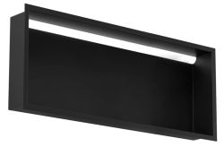 Półka łazienkowa wnękowa do zabudowy 92,5x32,5x15 cm ze stali nierdzewnej, lakierowana na czarno z oświetleniem LED MCJ B.PWN LBL 900/15LED