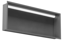 Półka łazienkowa wnękowa do zabudowy 92,5x32,5x15 cm ze stali nierdzewnej, lakierowana na szaro z oświetleniem LED MCJ B.PWN LGR 900/15LED