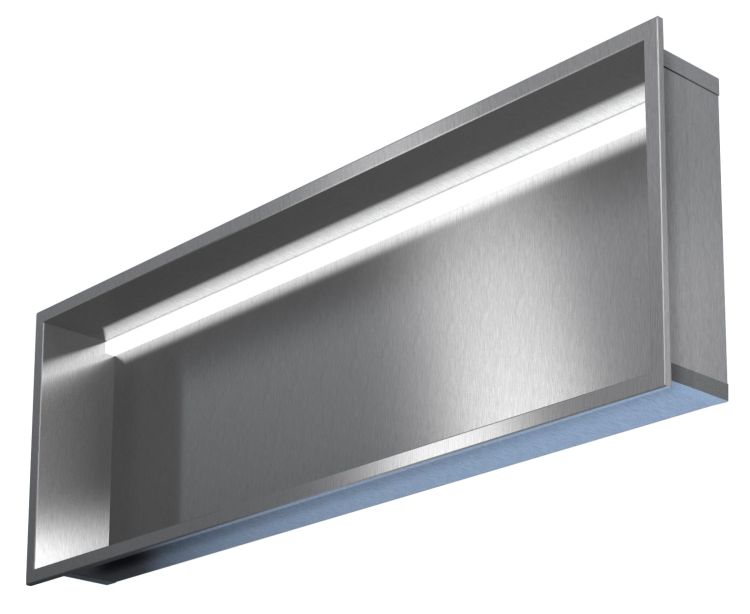 Półka łazienkowa wnękowa do zabudowy 92,5x32,5x15 cm ze stali nierdzewnej  z oświetleniem LED MCJ B.PWN 900/15LED