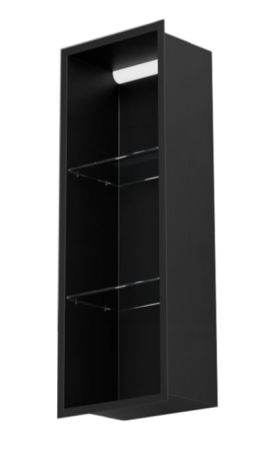 Przejdź do produktu Półka łazienkowa wnękowa do zabudowy 32,5x92x15 cm ze stali nierdzewnej lakierowanej proszkowo z oświetleniem LED i szkłem w tylnej części MCJ F.PWNP LBL LED 900/15GR