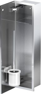 Schowek na szczotkę WC i papier toaletowy, do zabudowy 18x61x13 cm kołnierz typu Bend MCJ stal nierdzewna, szklane drzwi B.PWAD WC 600