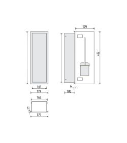 Schowek na szczotkę WC, do zabudowy 18x46x10 cm kołnierz typu Bend MCJ stal nierdzewna B.PWAD WC 450