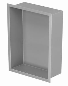 Półka łazienkowa wnękowa do zabudowy 23,3x32,3x15 cm ze stali nierdzewnej kołnierz typu Flat MCJ F.PWN LGR 200/15 szary