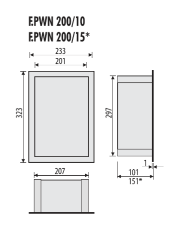 Przejdź do produktu Półka łazienkowa wnękowa do zabudowy 23,3x32,3x15 cm ze stali nierdzewnej, lakierowanej na kolor czarny kołnierz typu Flat MCJ F.PWN LBL 200/15 
