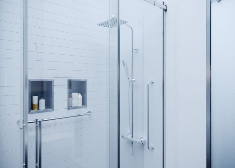 Półka łazienkowa wnękowa do zabudowy 32x32x15 cm ze stali nierdzewnej, lakierowane kołnierz typu Flat MCJ F.PWN 300/15