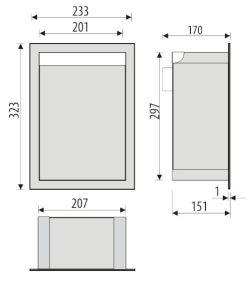Półka łazienkowa wnękowa do zabudowy 23,3x32,3x15 cm ze stali nierdzewnej z oświetleniem LED, kołnierz typu Flat MCJ F.PWN 200/15 LED
