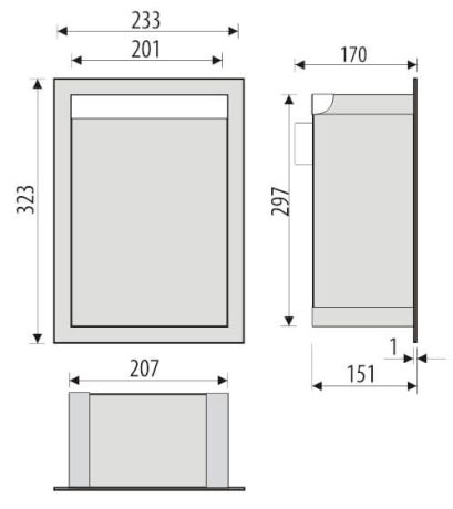 Przejdź do produktu Półka łazienkowa wnękowa do zabudowy 23,3x32,3x15 cm ze stali nierdzewnej, lakierowanej na kolor biały, z oświetleniem LED, kołnierz typu Flat MCJ F.PWN LWH 200/15 LED