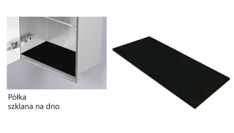 Szkło na dnie półki za dopłatą