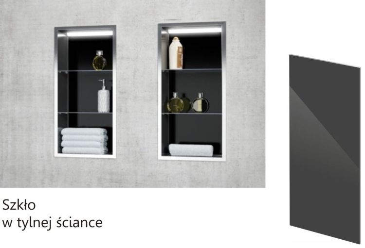 Szkło w tylnej części półki za dopłatą