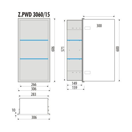 Przejdź do produktu Szafka łazienkowa pod zabudowę 30x60x15 cm MCJ stal nierdzewna, malowana na kolor czarny, szkło białe, kołnierz typu Zero Z.PWD LBL 3060/15