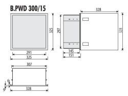 Szafka łazienkowa pod zabudowę 32,5x32,5x15,1 cm kołnierz typu Bend MCJ stal nierdzewna szczotkowana szkło szare B.PWD 300/15