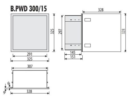 Przejdź do produktu Szafka łazienkowa pod zabudowę 32,5x32,5x15,1 cm stal nierdzewna, malowana 3 kolory do wyboru, drzwi szklane, kołnierz typu Bend MCJ B.PWD LGR 300/15