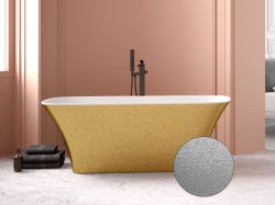 Srebrna wanna wolnostojąca 160x70 cm klik-klak chrom Besco Assos S-Line Glam #WMD-160-ALS połyskujący srebrny