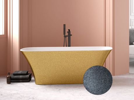 Przejdź do produktu Grafitowa wanna wolnostojąca 160x70 cm klik-klak chrom  Besco Assos S-Line Glam #WMD-160-ALG połyskujący grafit