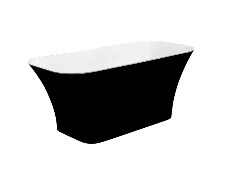 Wanna wolnostojąca 160x70 cm klik-klak chrom Besco Assos B&W #WMD-160-ABW czarno-biały