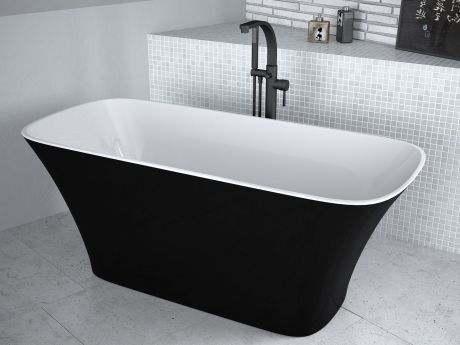 Przejdź do produktu Wanna wolnostojąca 160x70 cm z klik-klakiem chrom, czyszczonym od góry  Besco Assos B&W #WMD-160-AWC czarno-biały