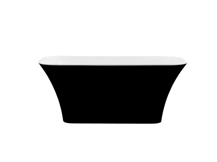 Wanna wolnostojąca 160x70 cm z klik-klakiem chrom, czyszczonym od góry Besco Assos B&W #WMD-160-AWC czarno-biały