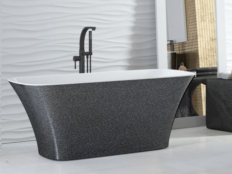 Przejdź do produktu Grafitowa wanna wolnostojąca 160x70 cm klik-klak chrom  Besco Assos Glam #WMD-160-AG połyskujący grafitowy