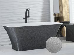 Srebrna wanna wolnostojąca 160x70 cm klik-klak chrom Besco Assos Glam #WMD-160-AS połyskujący srebrny