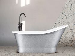 Wanna wolnostojąca 150x66 cm klik-klak chrom Besco Gloria Glam #WMD-150-GLS połyskujący srebrny