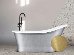 Wanna wolnostojąca 160x68 cm klik-klak chrom Besco Gloria Glam #WMD-160-GLZ połyskujący złoty