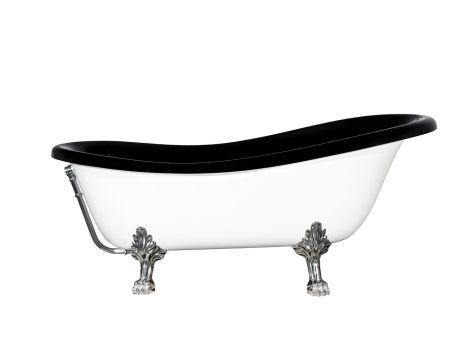Przejdź do produktu Wanna wolnostojąca Retro 170x77 cm z nogami chrom, lwimi łapami Besco Otylia B&W #WKO-170+BWC biało-czarna