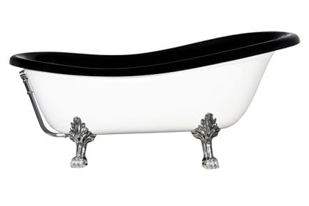 Wanna wolnostojąca Retro 170x77 cm z nogami chrom, lwimi łapami Besco Otylia B&W #WKO-170+BWC biało-czarna