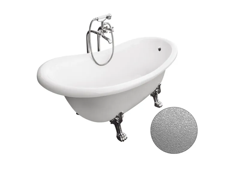 Wanna wolnostojąca Retro 160x77 cm z nogami chrom, lwimi łapami Besco Otylia Glam #WKO-160-GSC srebrna