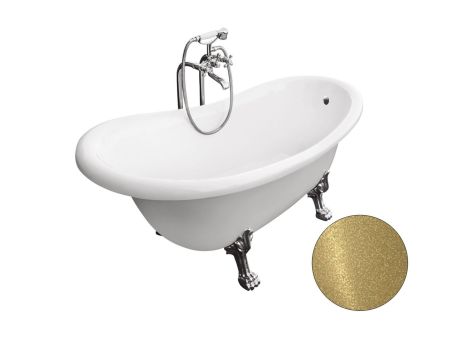 Przejdź do produktu Wanna wolnostojąca Retro 160x77 cm ze złotymi nogami w kształcie lwich łap Besco Otylia Glam #WKO-160-GZG złoty